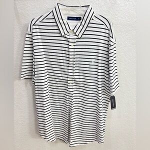 Nautica Men's Classic Black and White Striped Shirt